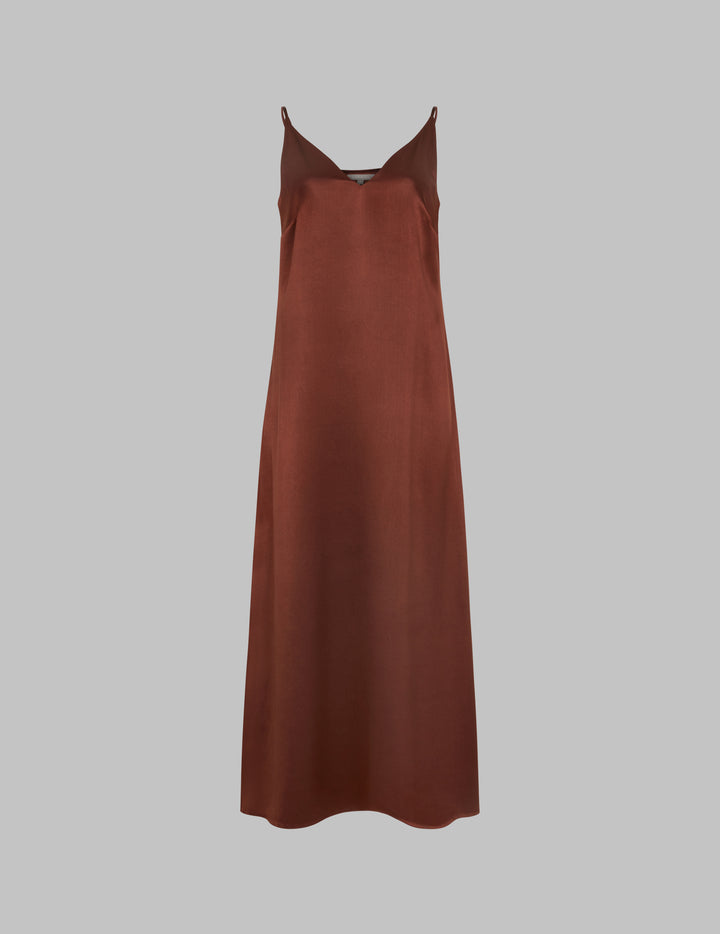 Brown Silk Satin Alila Slip Dress
