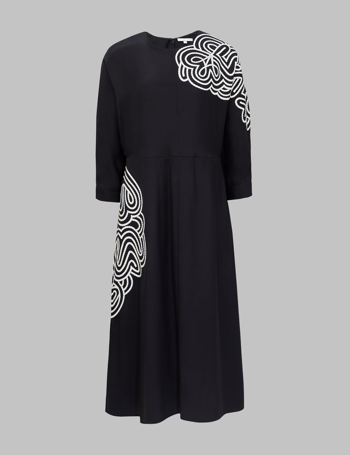 Silk Crepe Rabari Embroidered Mieka Dress