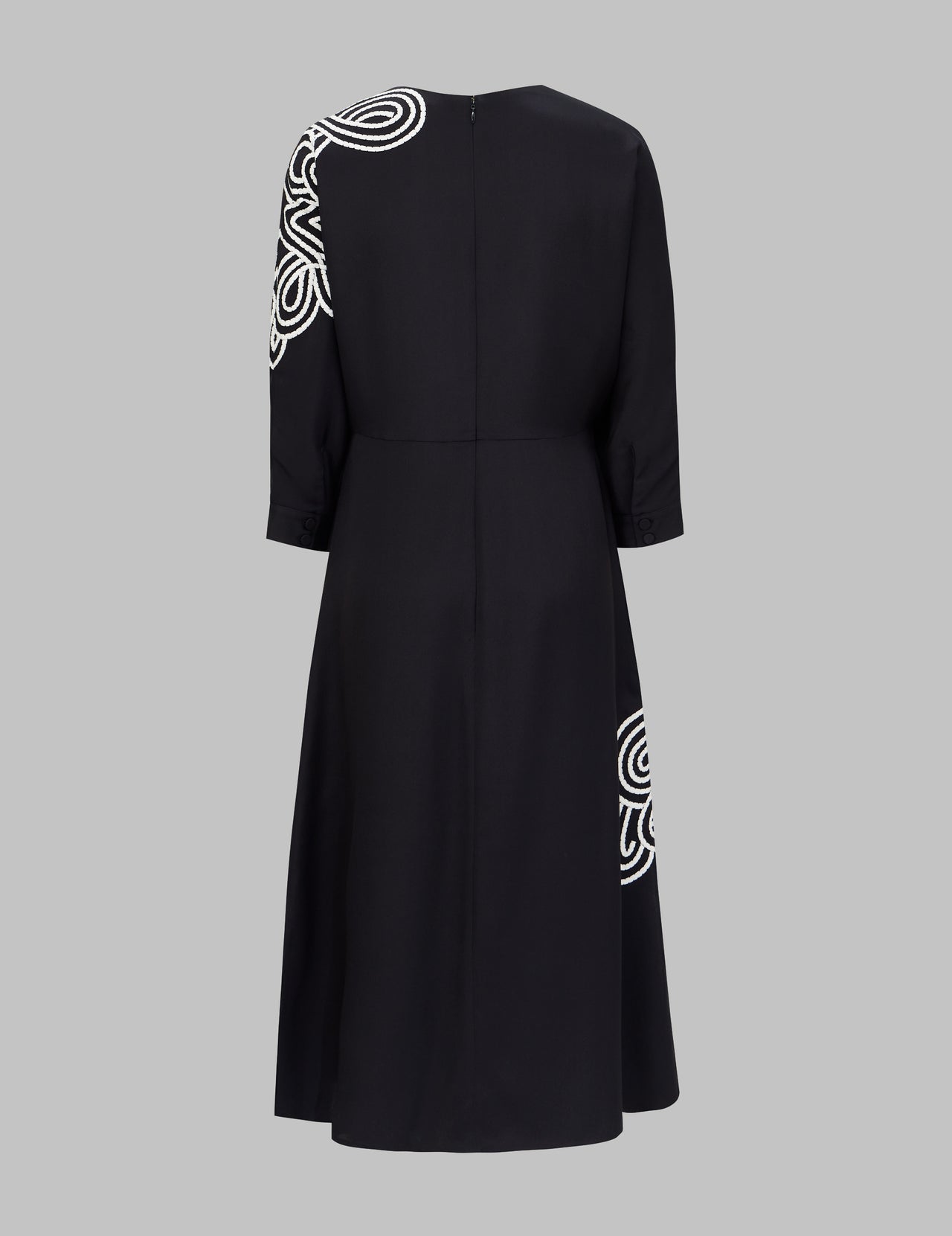  Black Silk Embroidered Midi Dress 