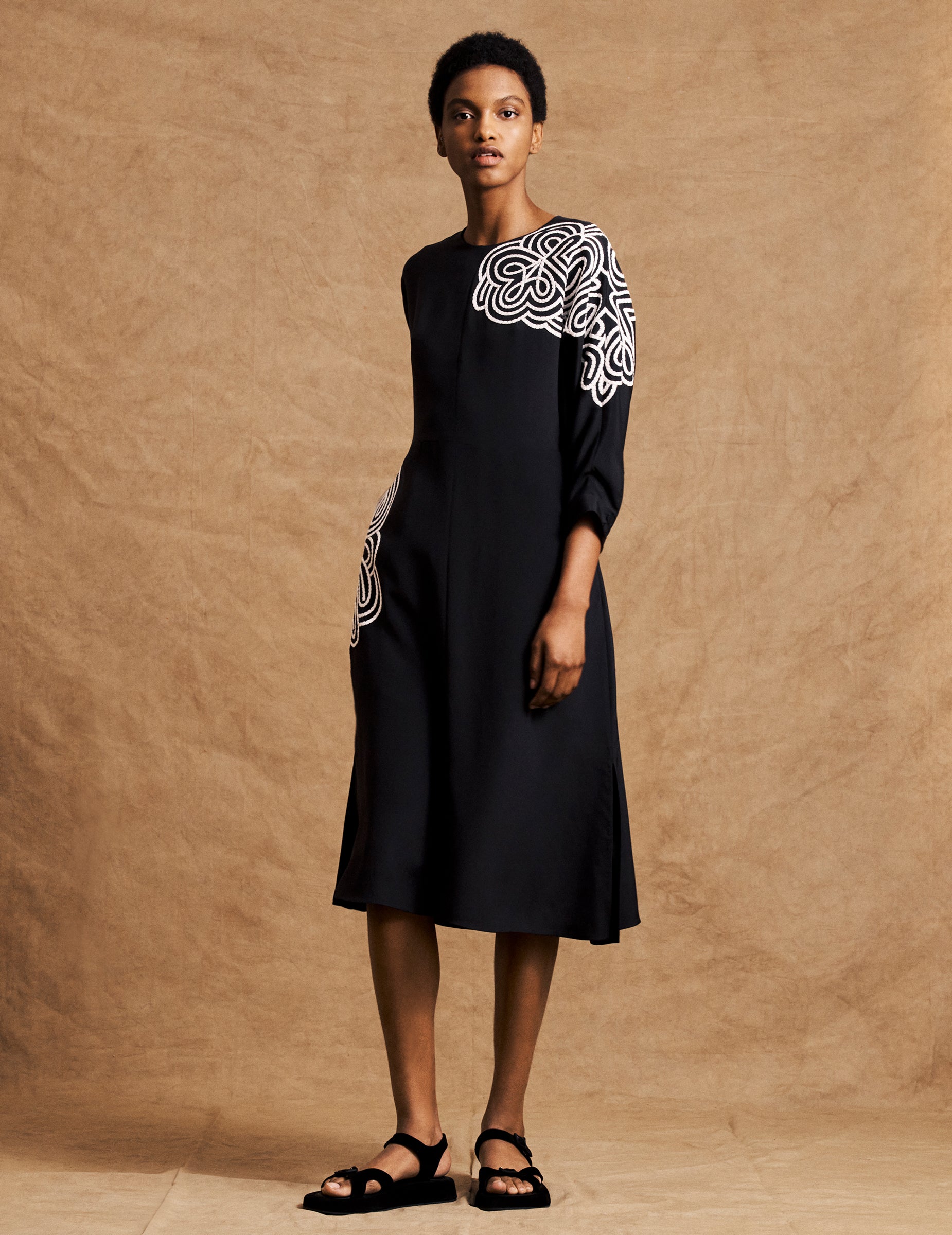 Black midi clearance silk dress