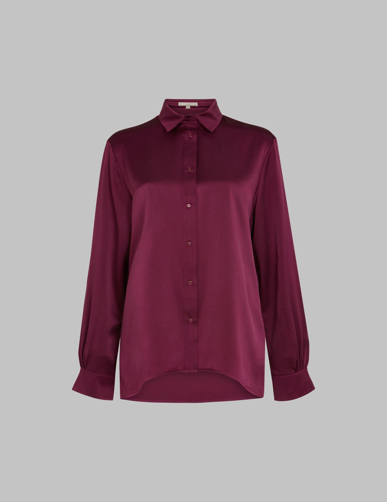  Plum Silk Satin Long Sleeve Shirt 