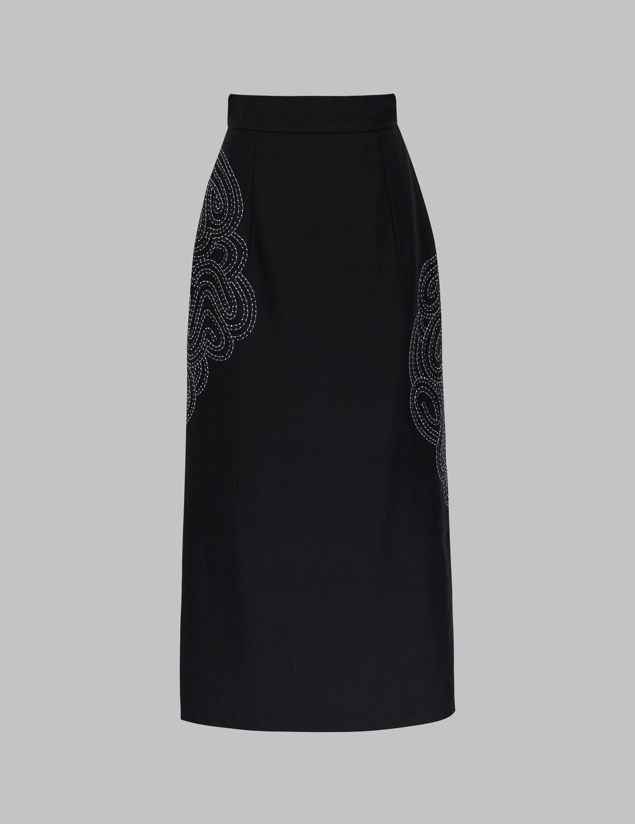  Black Silk Rabari Embroidered Calista Maxi Skirt | Varana 