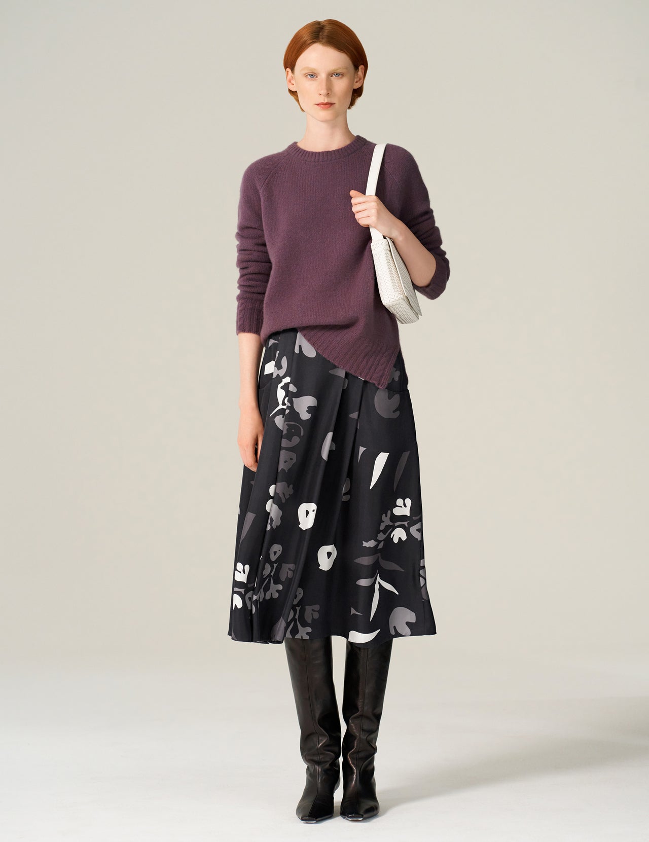  Printed Silk Midi Skirt 