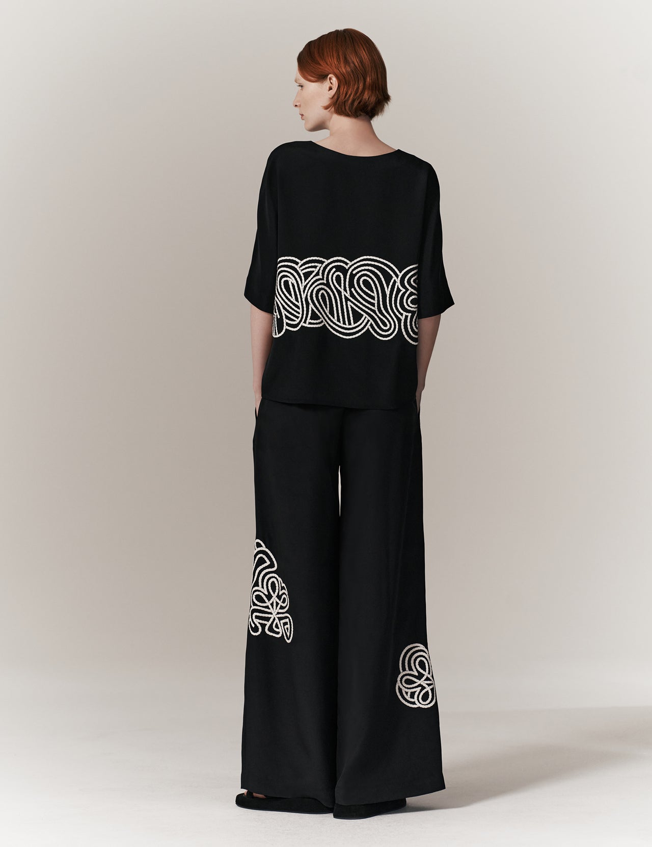  Black Silk Embroidered Top 