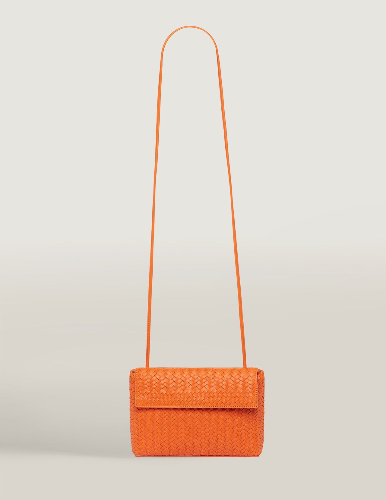  Orange Handwoven Leather Cross Body Bag | Varana 