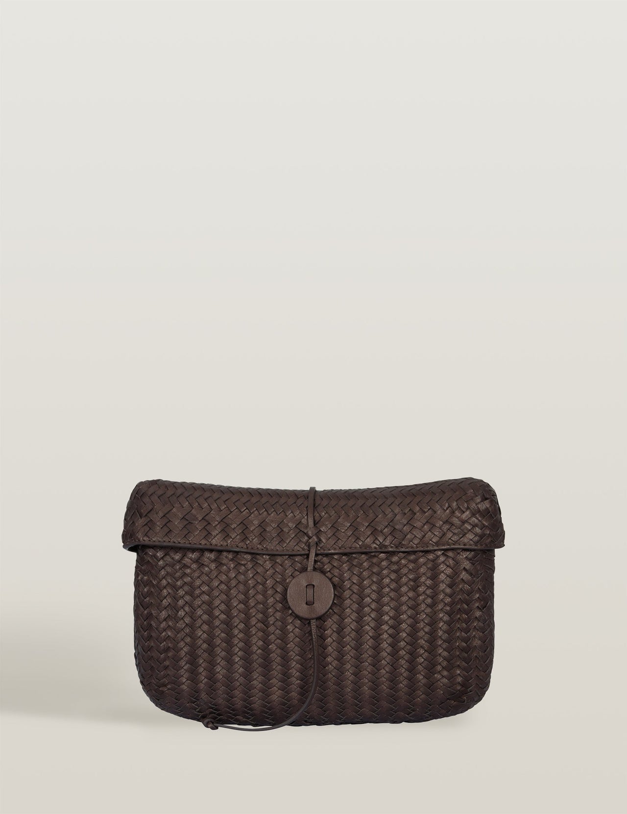  Metallic Brown Handwoven Leather Clutch Bag | Varana 