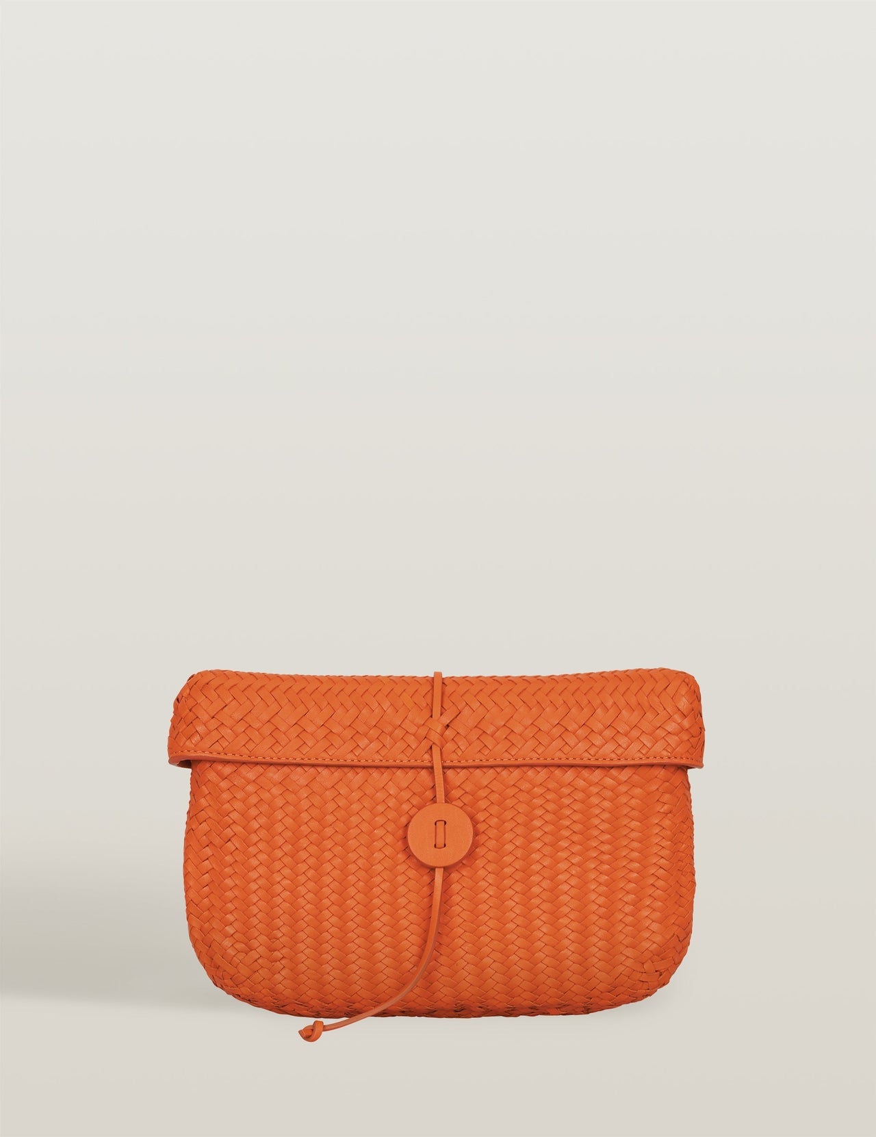  Orange Handwoven Leather Clutch Bag 