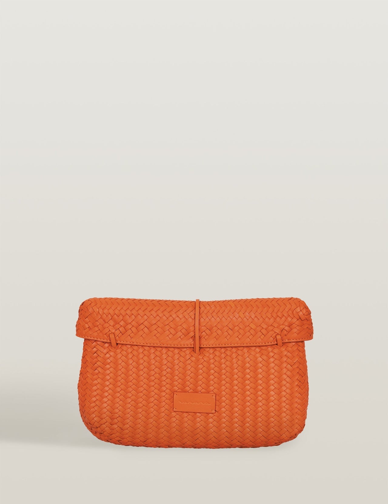  Orange Handwoven Leather Clutch Bag 