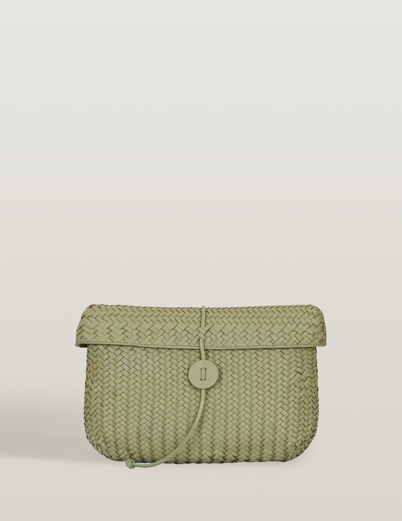 Sage Handwoven Leather Clutch