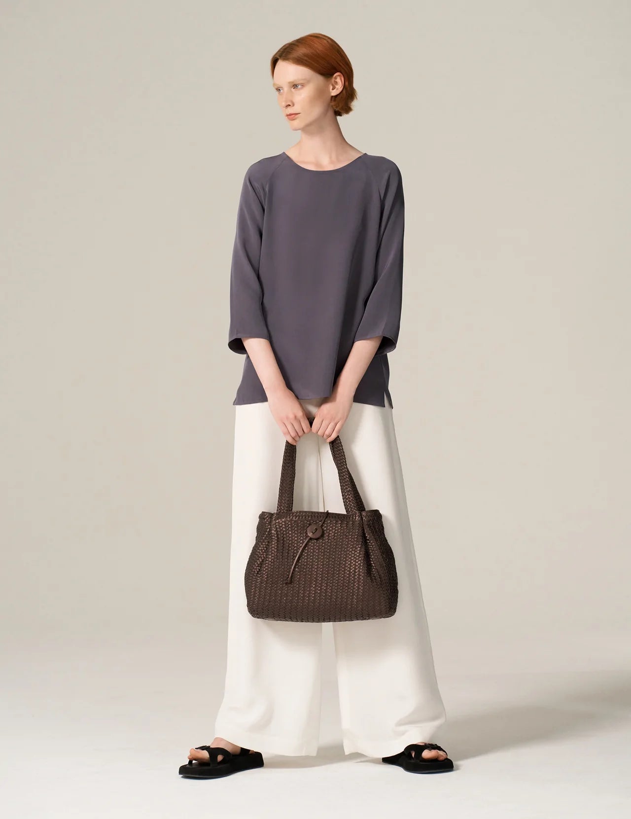  Metallic Brown Handwoven Large Leather Hobo Bag | Varana 