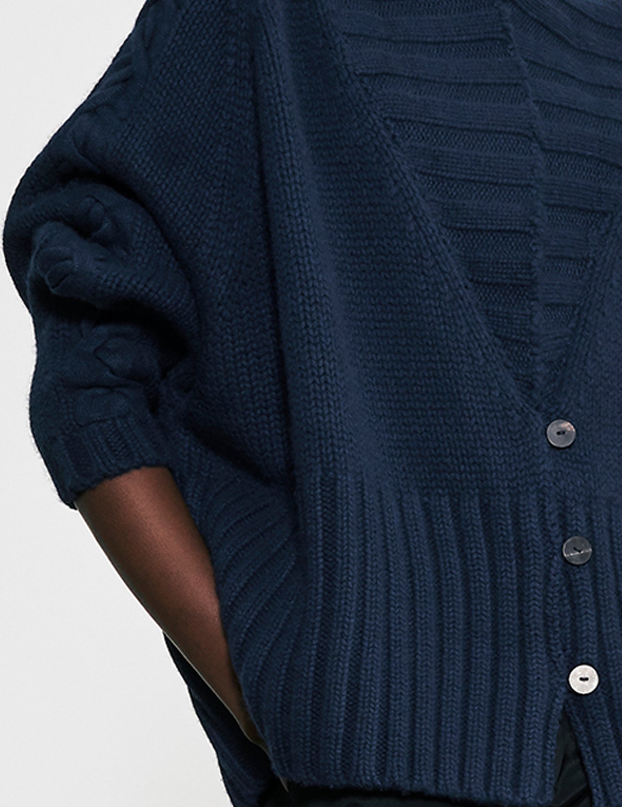  Navy Cashmere Cable Cardigan 
