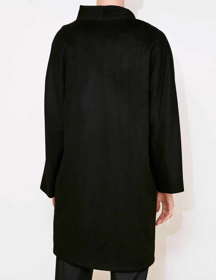 Black Cashmere High Neck Coat