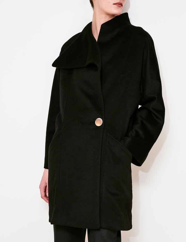Black Cashmere High Neck Coat