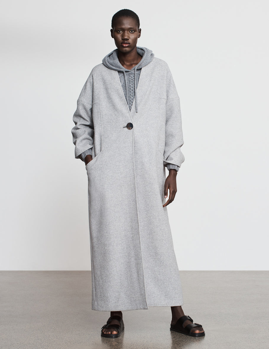Grey Long Wool Coat