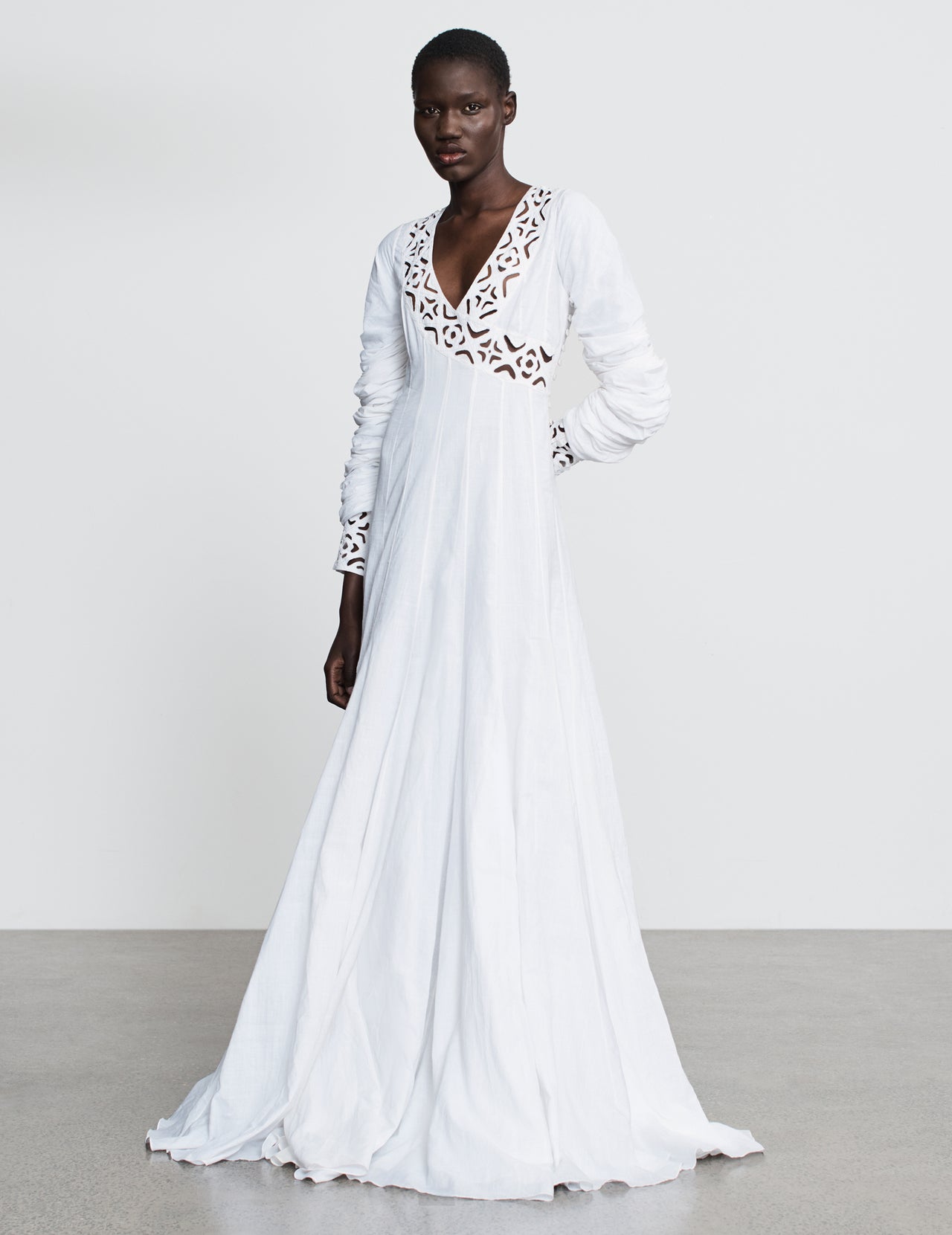  White Khadi Cotton Angarkha Maxi Dress | Varana 