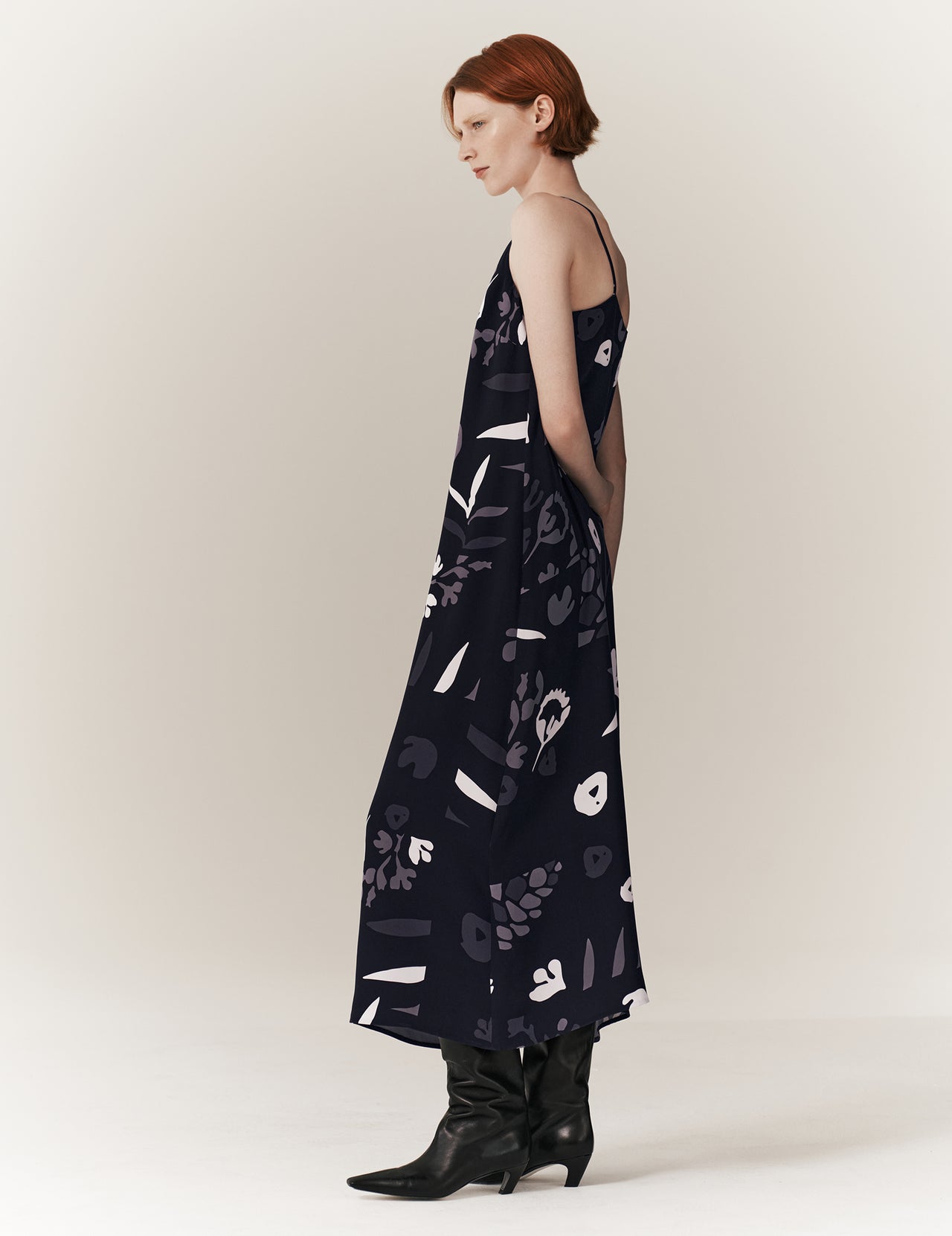  Printed Silk Satin Slip Dress 