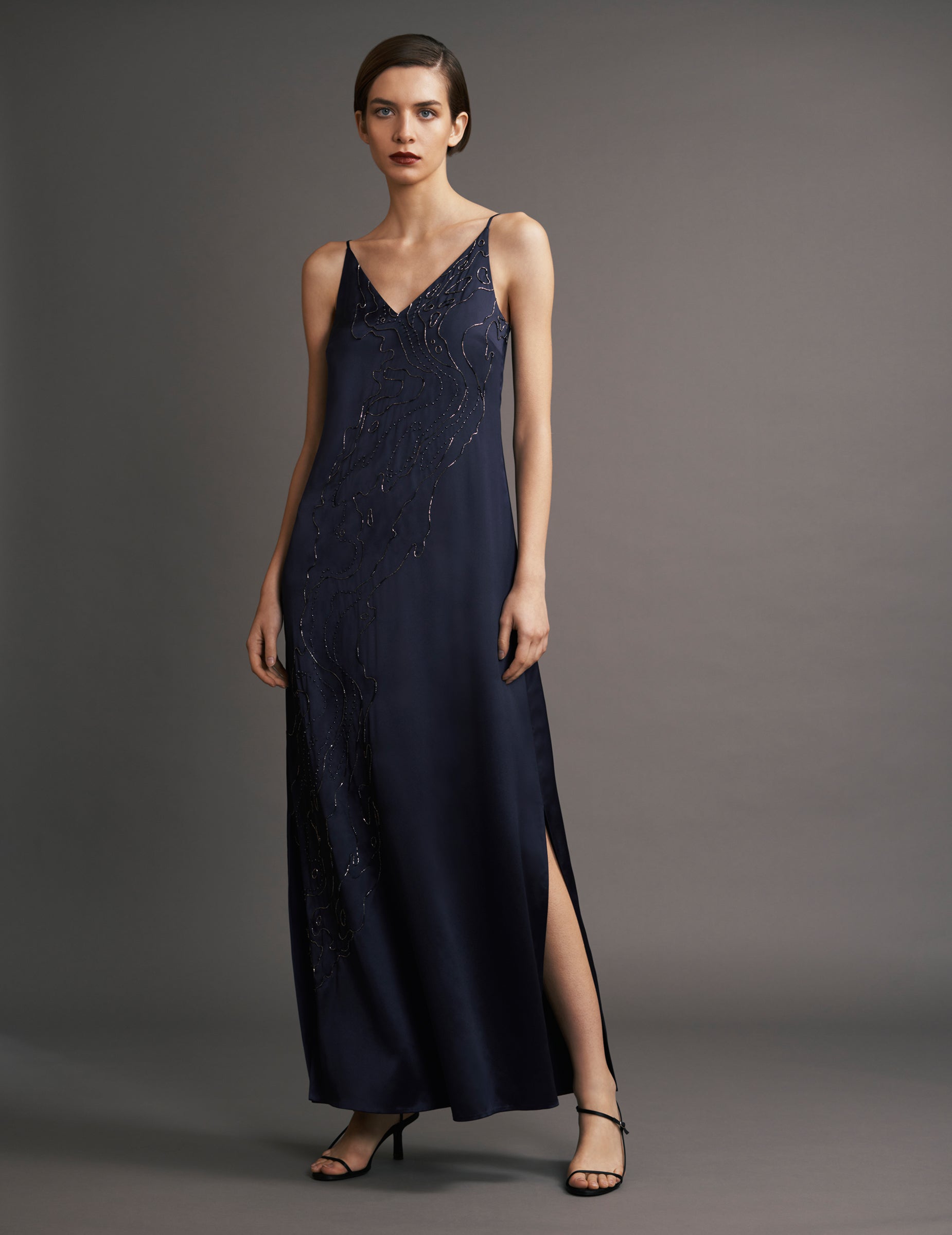 Navy satin 2024 cami dress