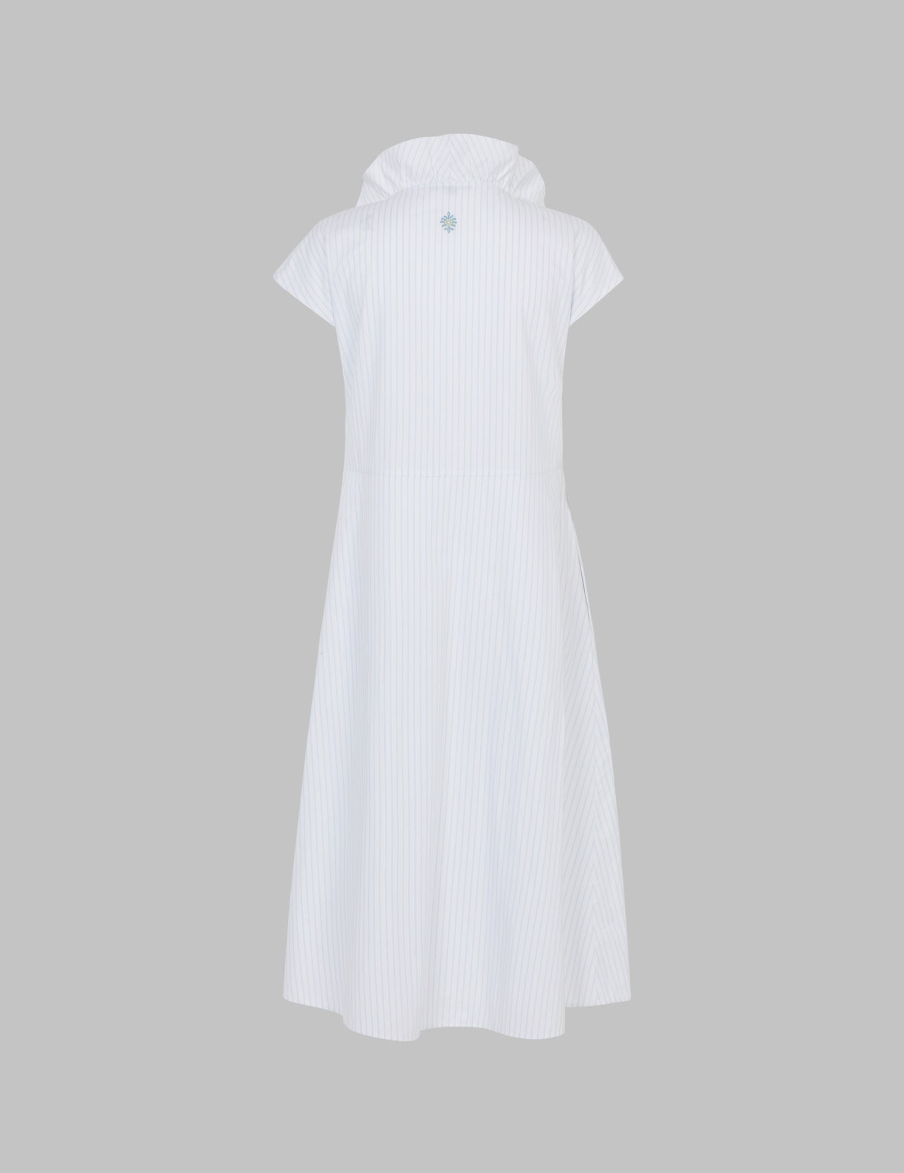  Embroidered Striped Cotton Cap Sleeve Midi Dress 