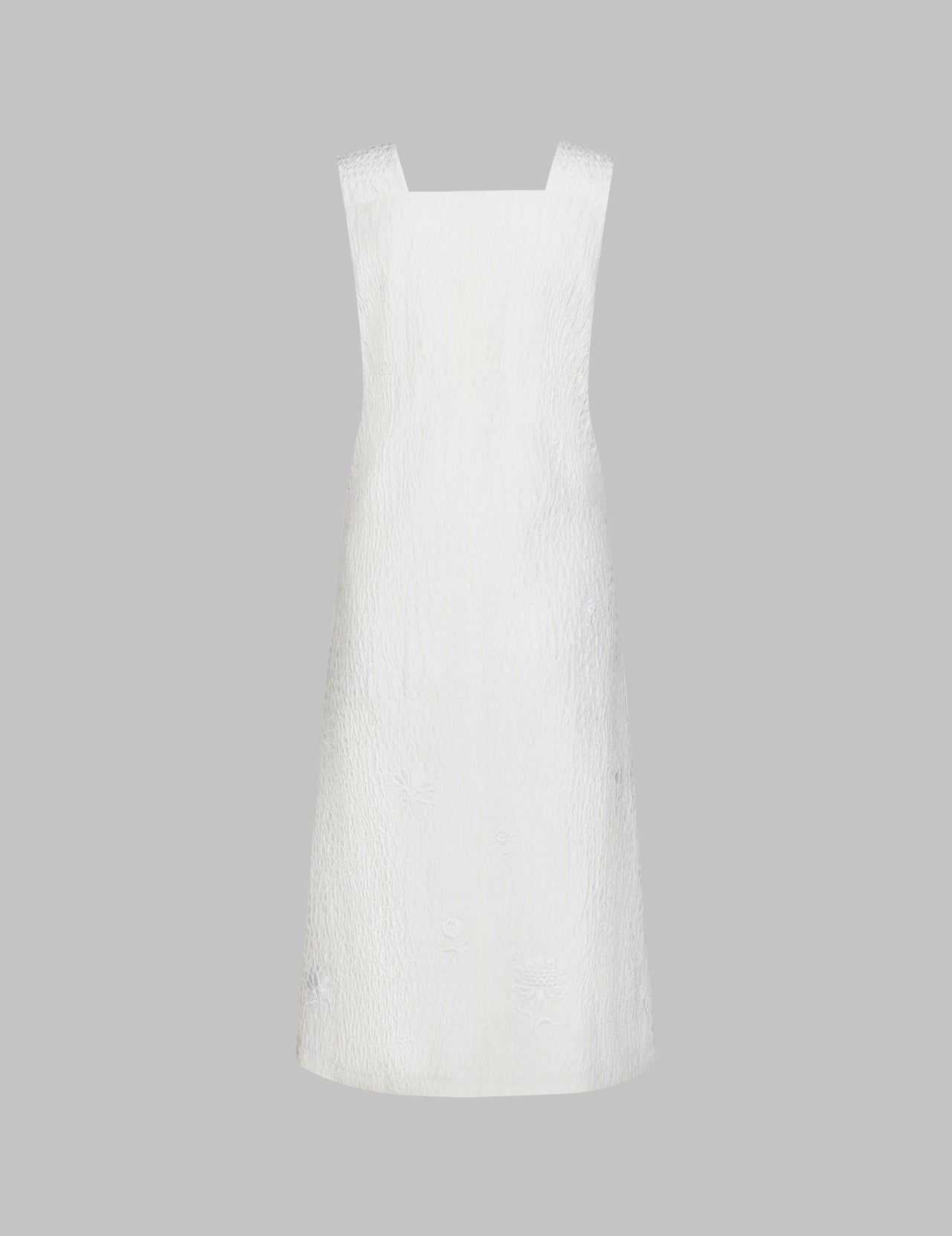  Off White Sleeveless Embroidered Dress 