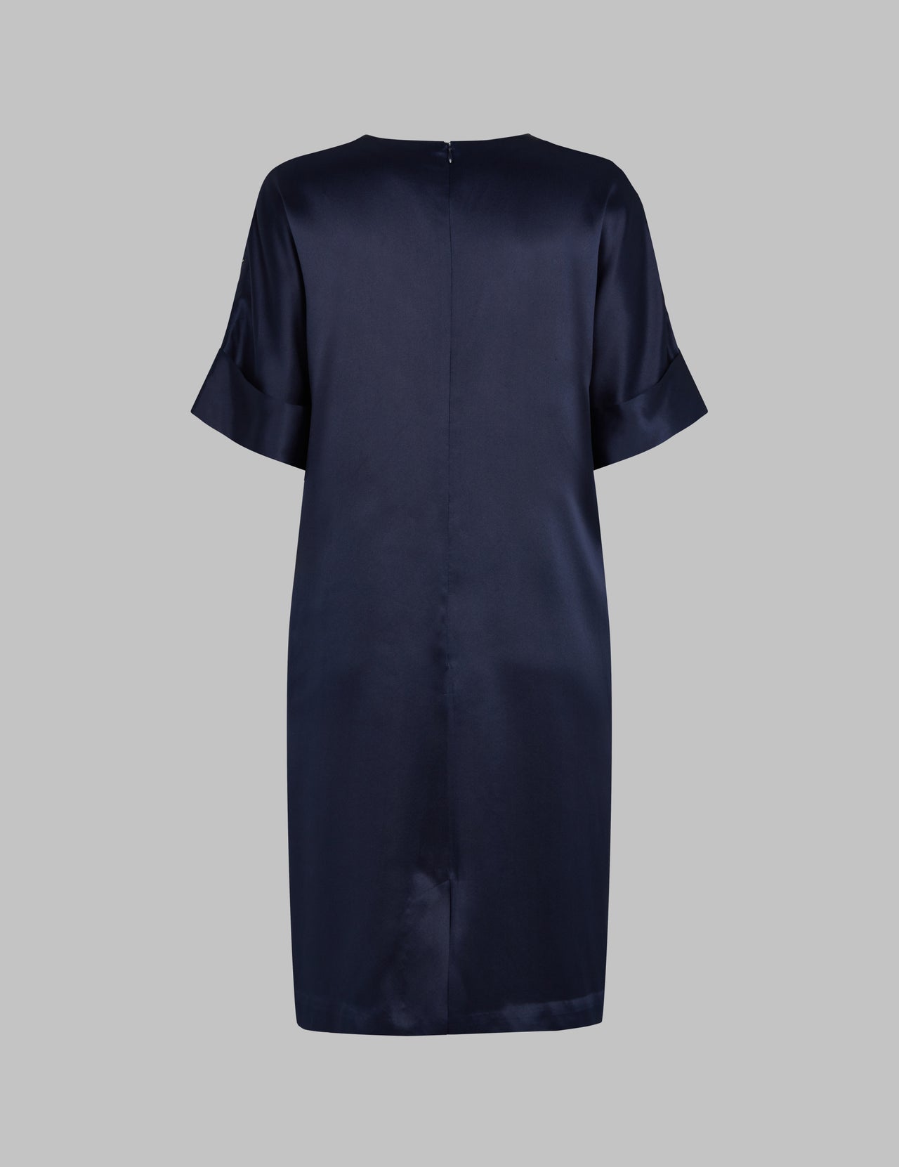  Navy Silk Satin Embellished Dress 
