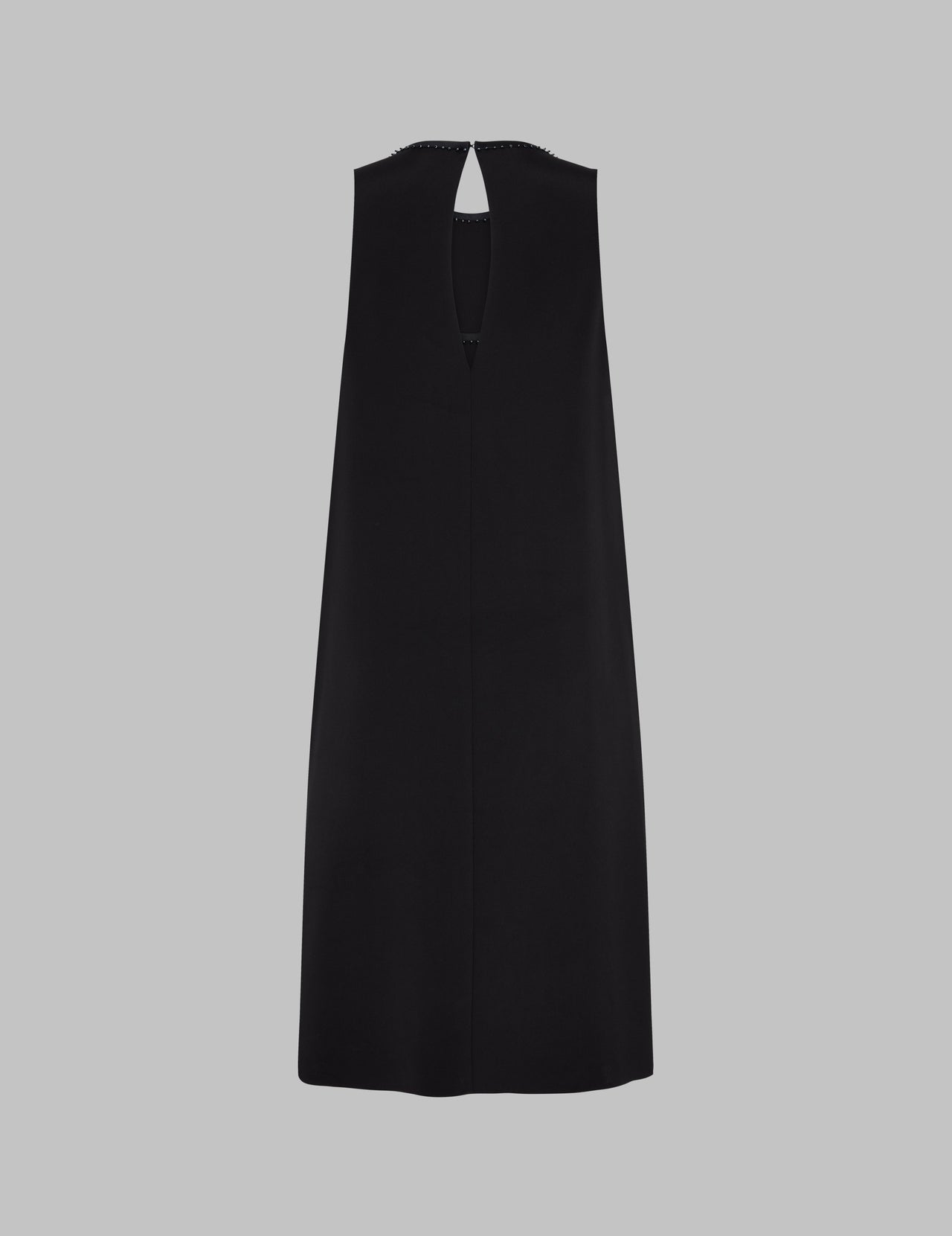  Black Silk Satin Embellished Shift Dress  