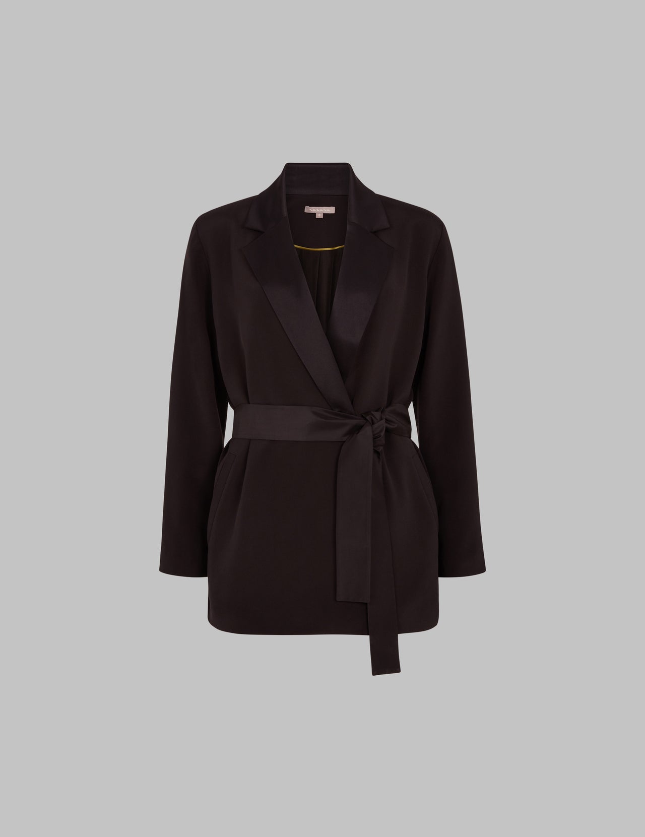  Black Silk Crepe Tailored Wrap Around Jacket | Varana 