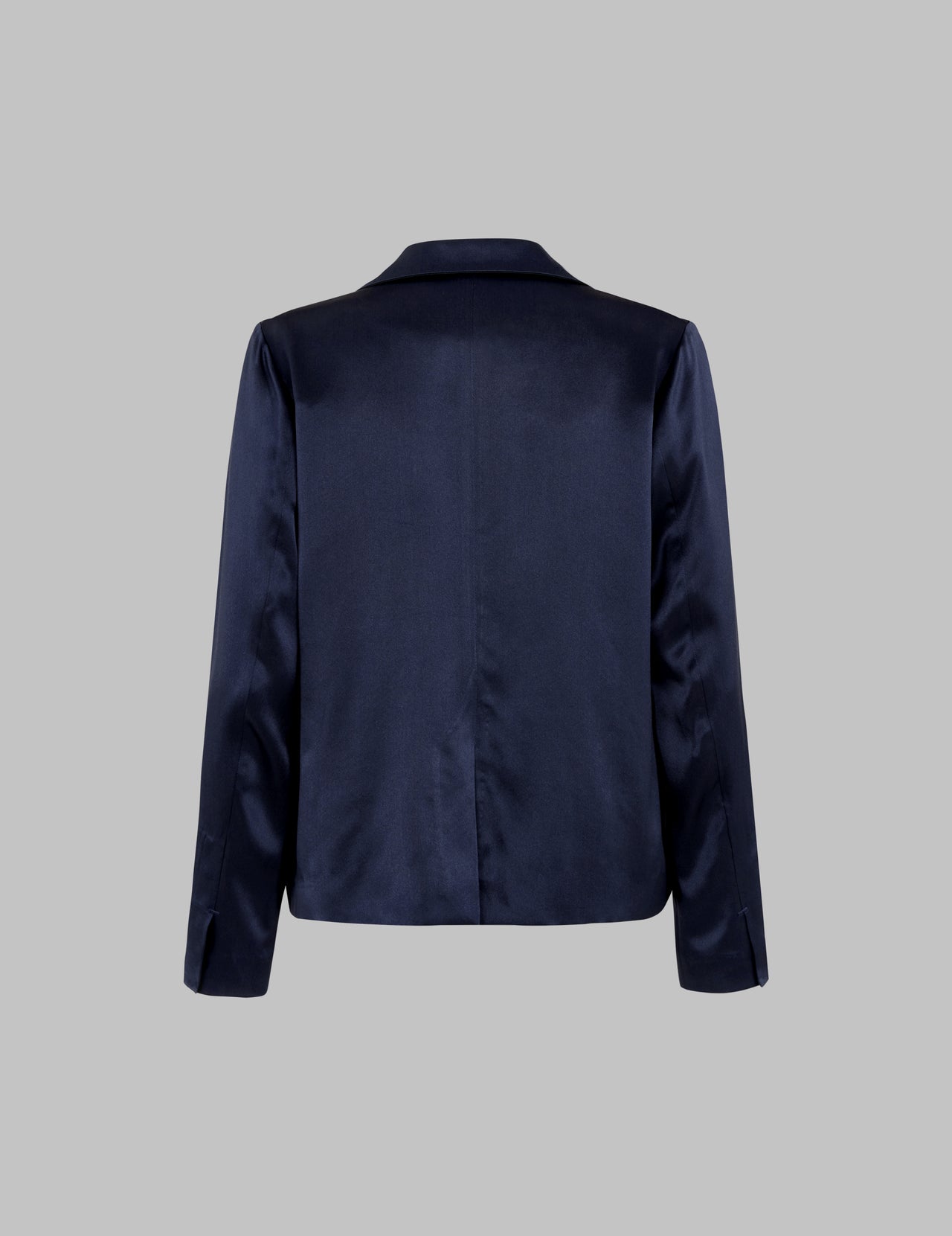  Navy Silk Satin Deconstructed Jacket 