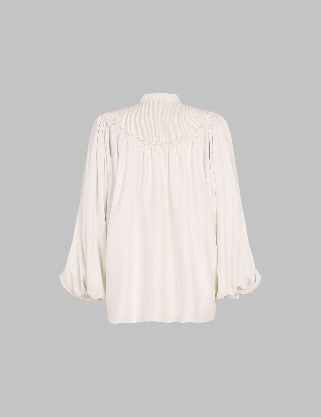  White Silk Dupion Oversized Sleeve Top 