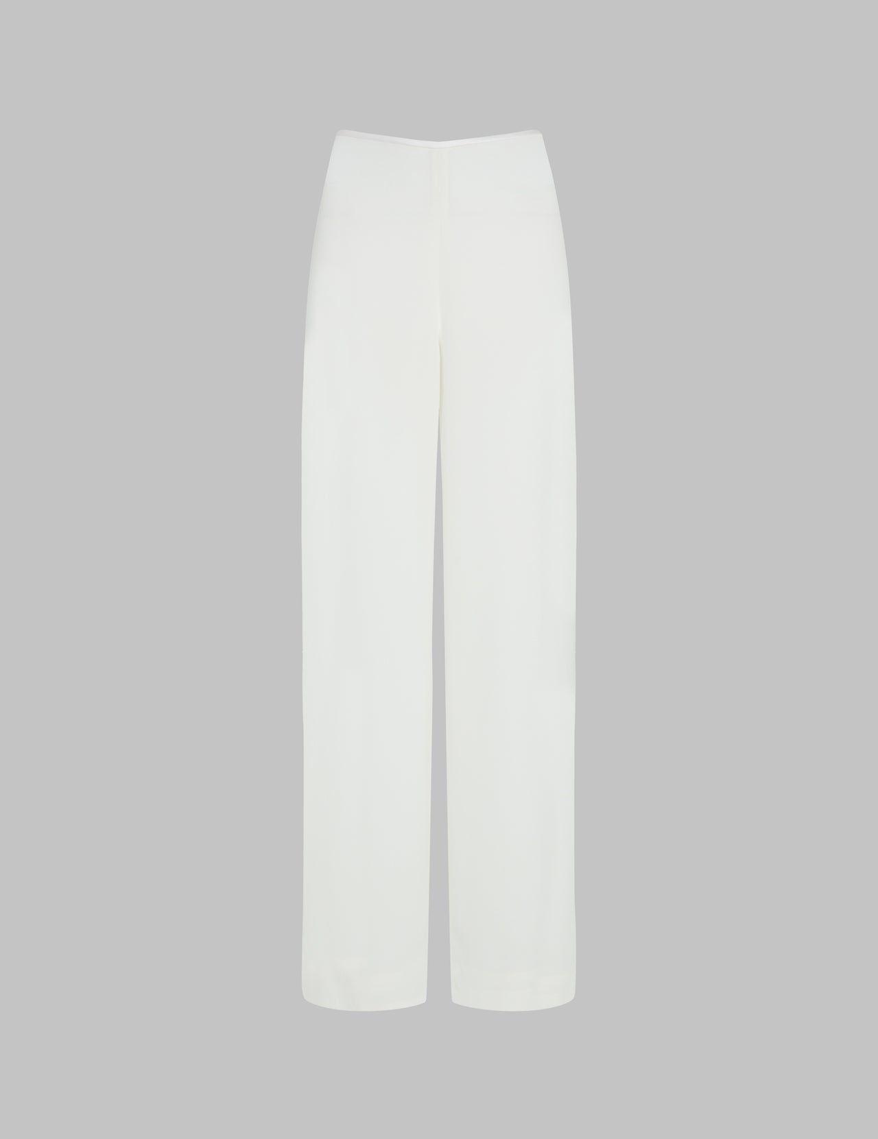  White Silk Crepe Nadia Trousers With Thin Waistband 