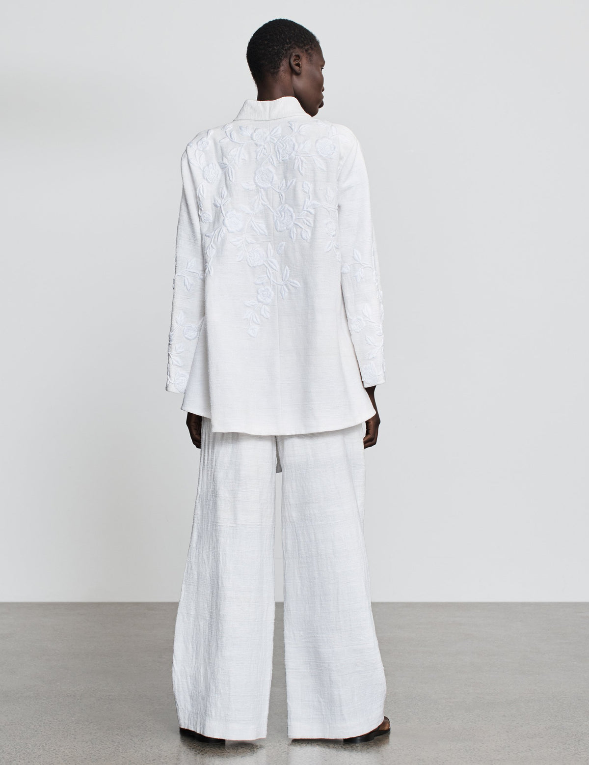 White Khadi Cotton Embroidered Kimono Cape Jacket