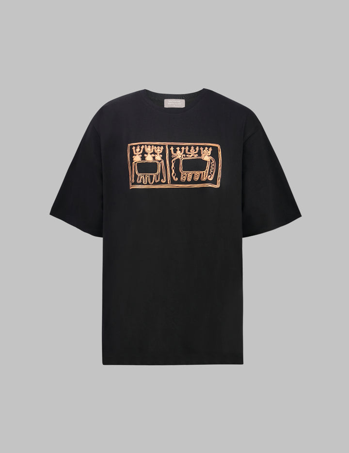 Black Cotton Elephants and Riders T-shirt