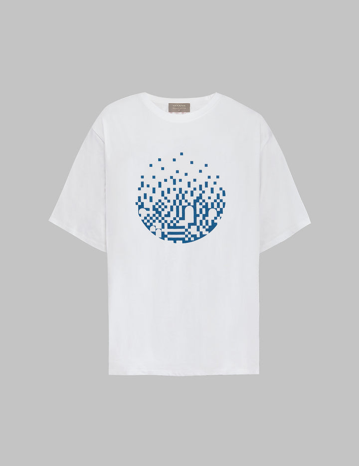 White Cotton Blue Jami World T-Shirt