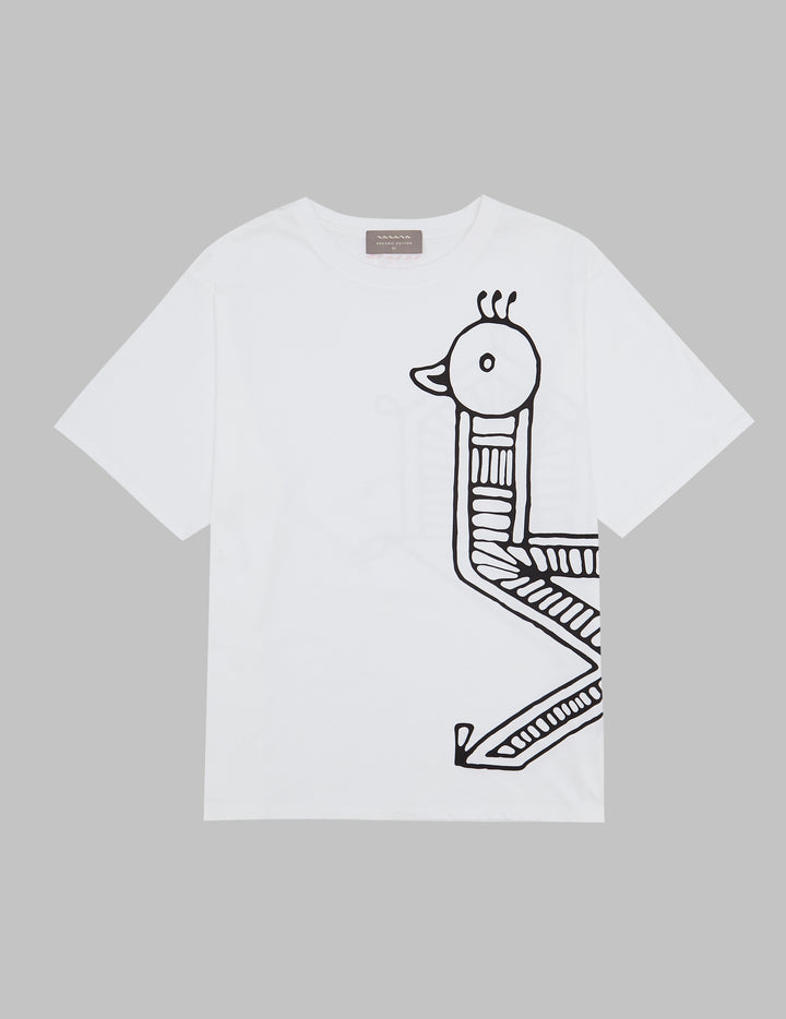 White Cotton Bird on a Walk T-shirt