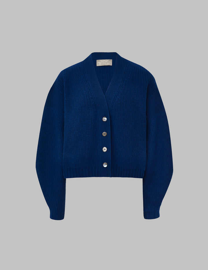 Midnight Blue Cropped Cashmere Cardigan
