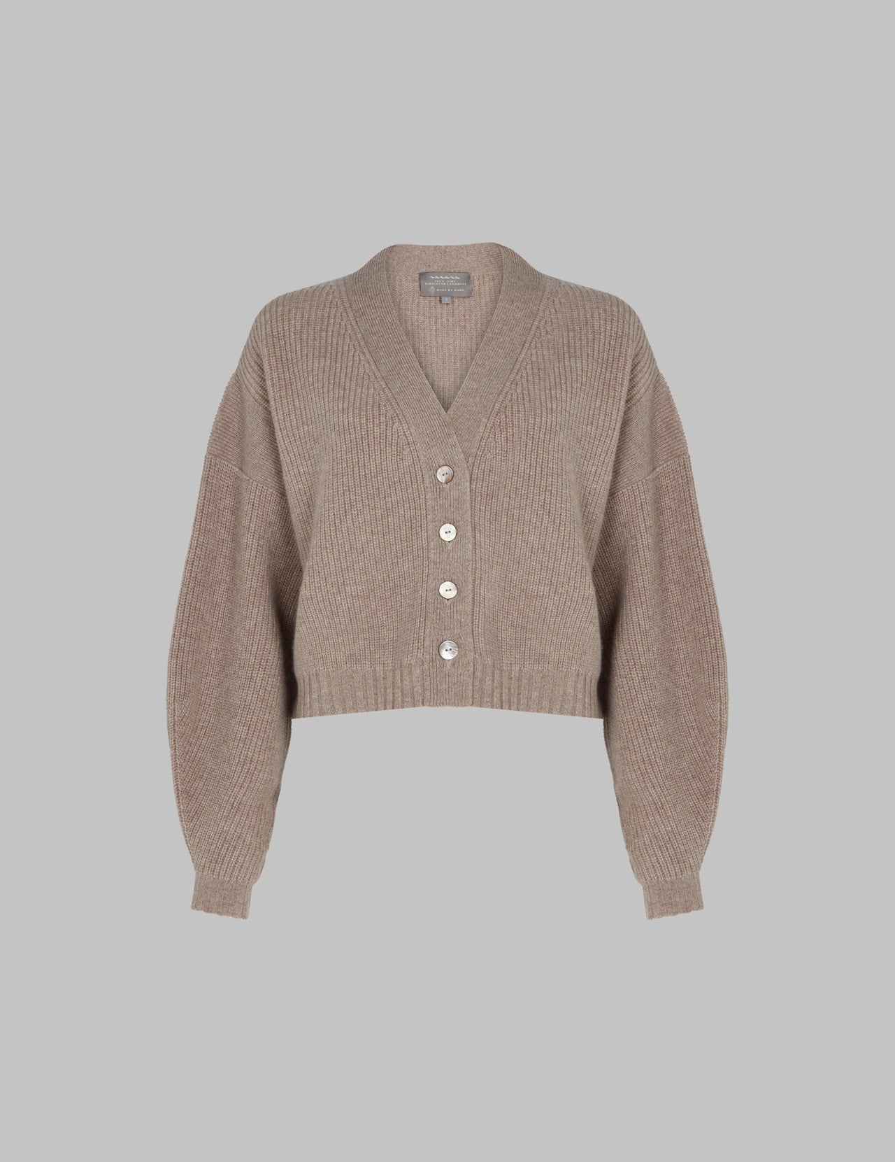  Neutral Cropped Cashmere Cardigan 