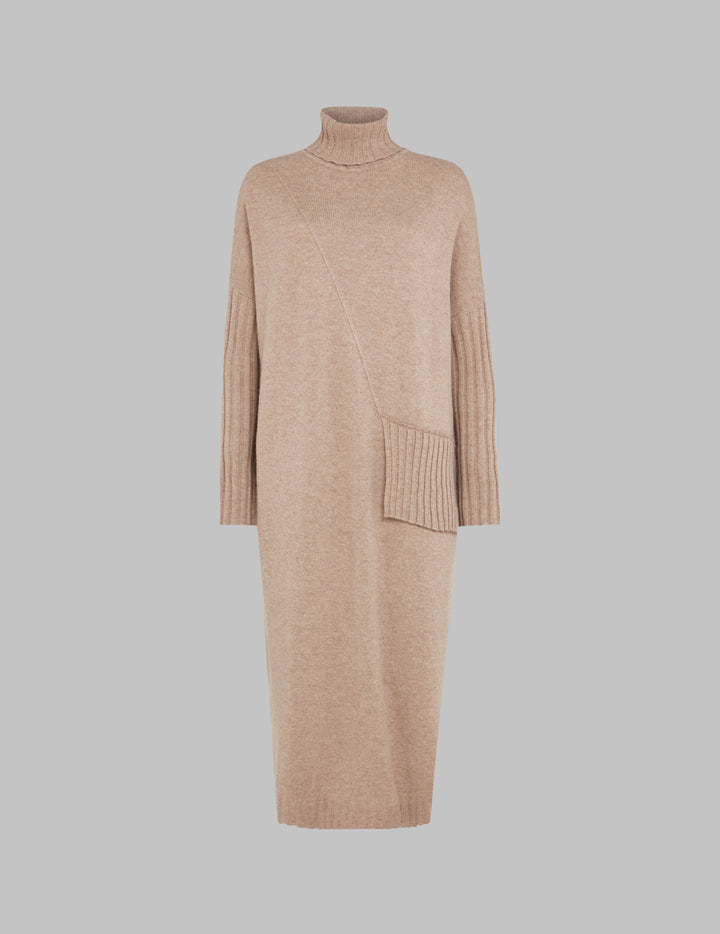 Toast Roll Neck Pleated Cashmere Dress