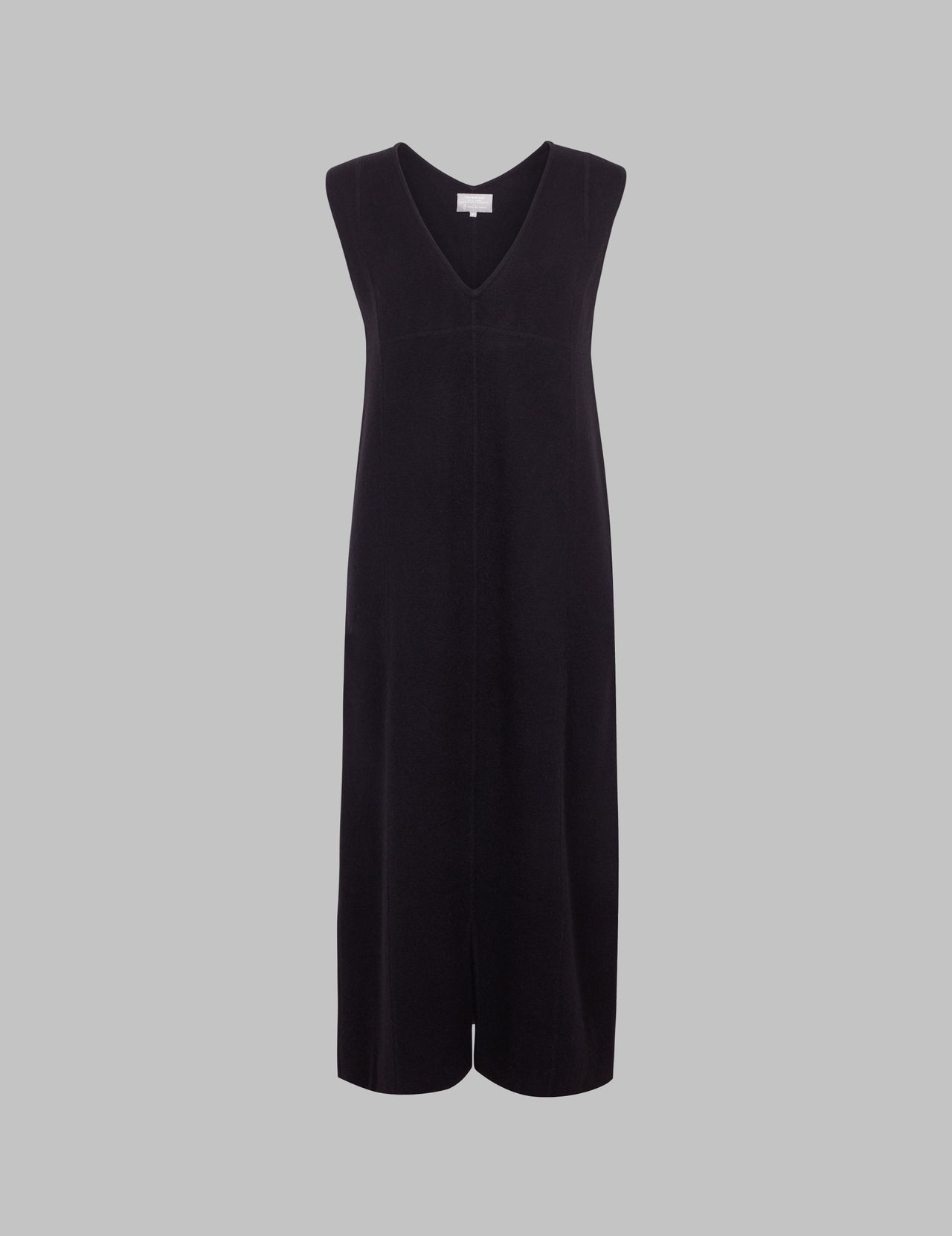  Black Cashmere Sleeveless V-Neck Midi Dress | Varana 