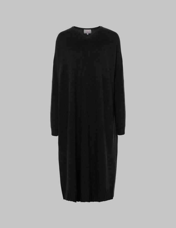Black V Neck Cashmere Dress