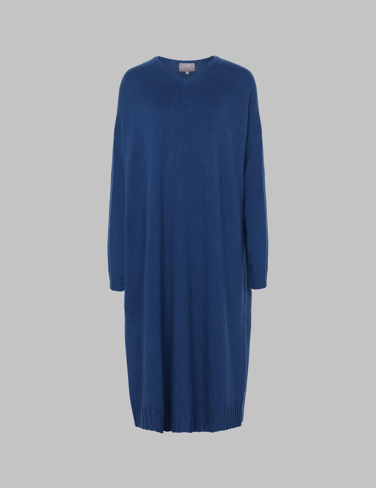  Prussian Blue V Neck Cashmere Dress 
