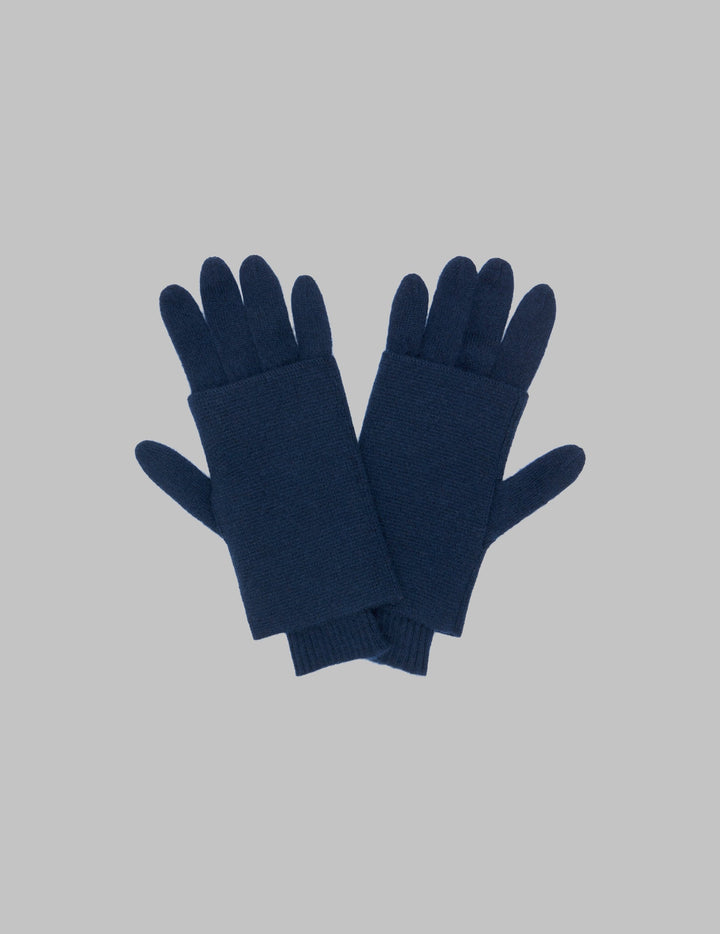 Navy Two Way Cashmere Gloves