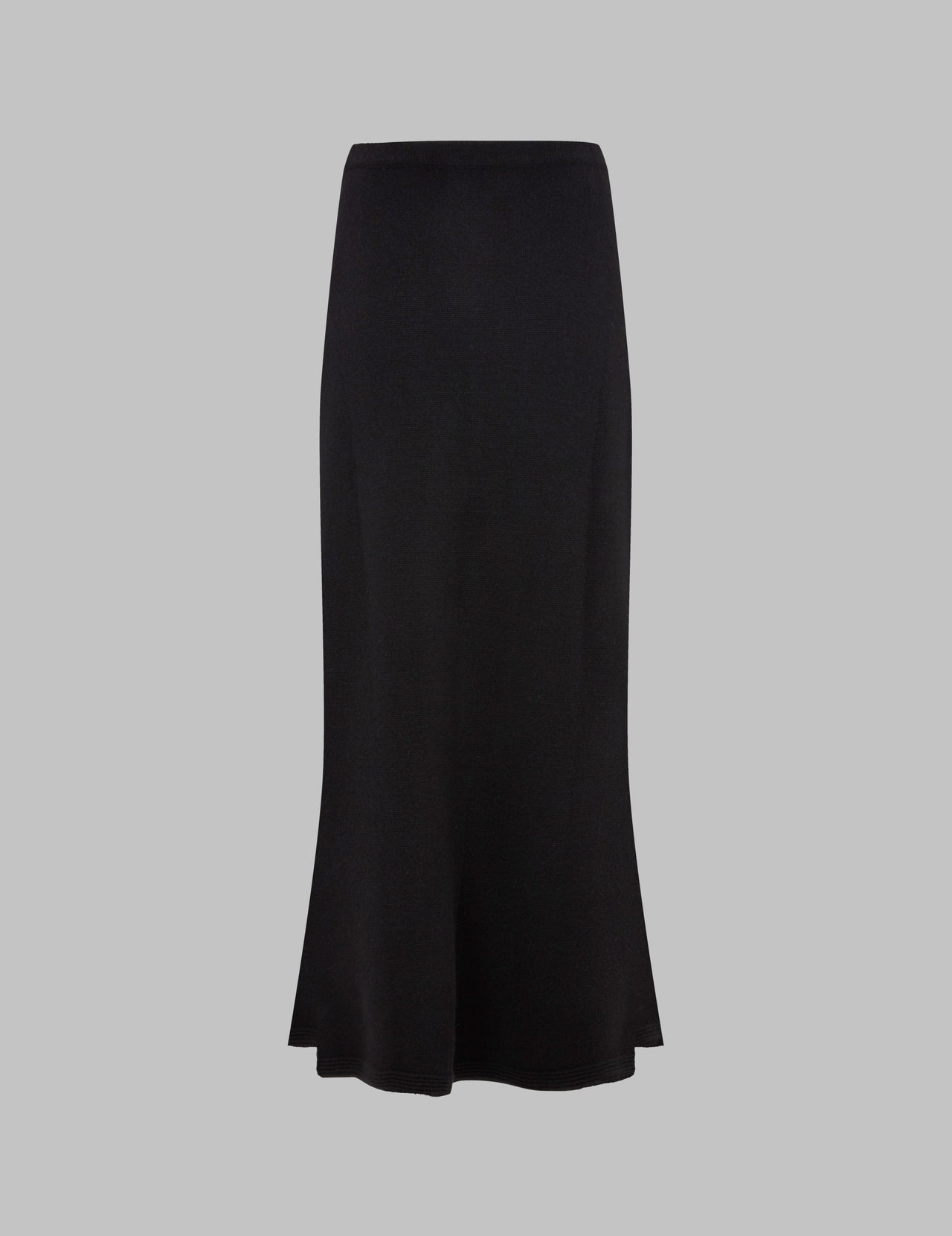  Black Flared Hem Cashmere Maxi Skirt 