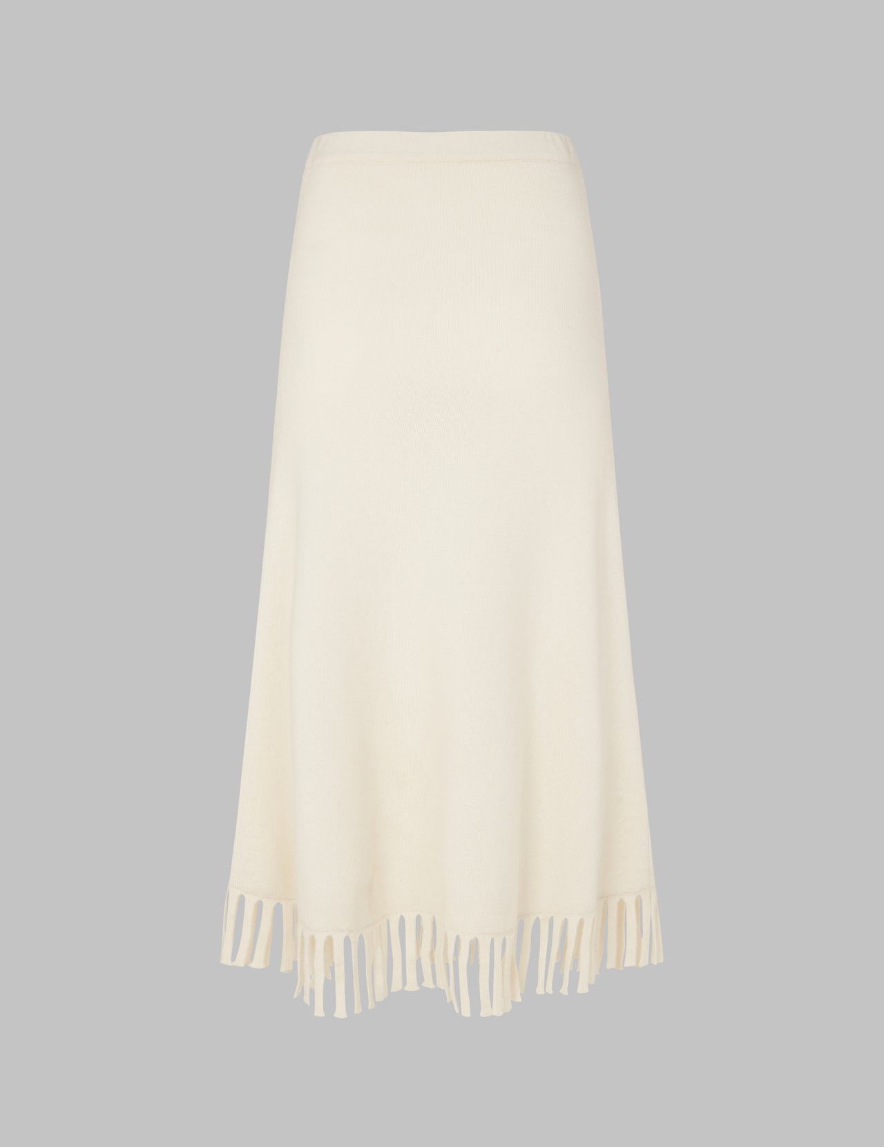  Chalk Fringed Cashmere Midi Skirt 