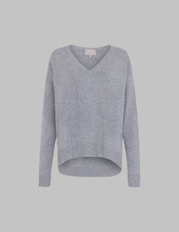 Grey V Neck Cashmere Sweater