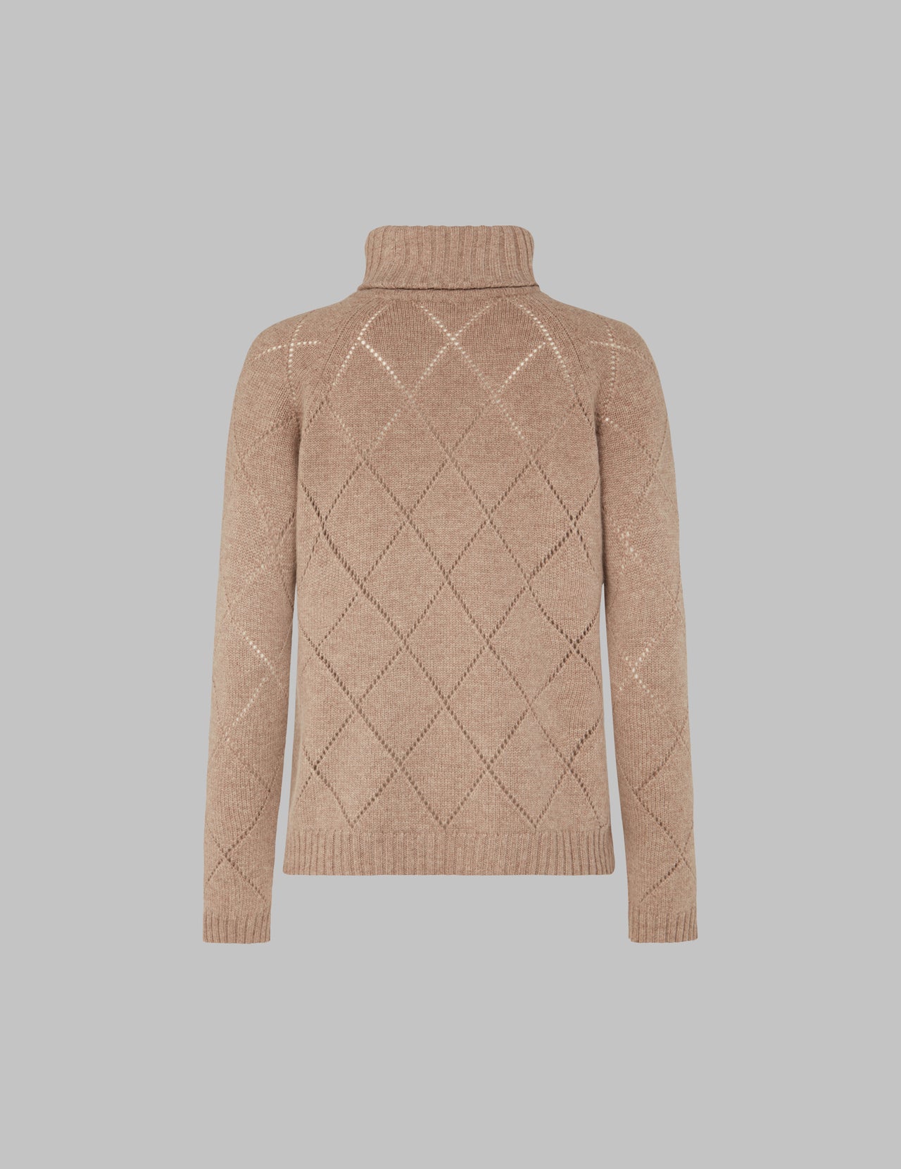  Cashmere Roll Neck Argyle Sweater 