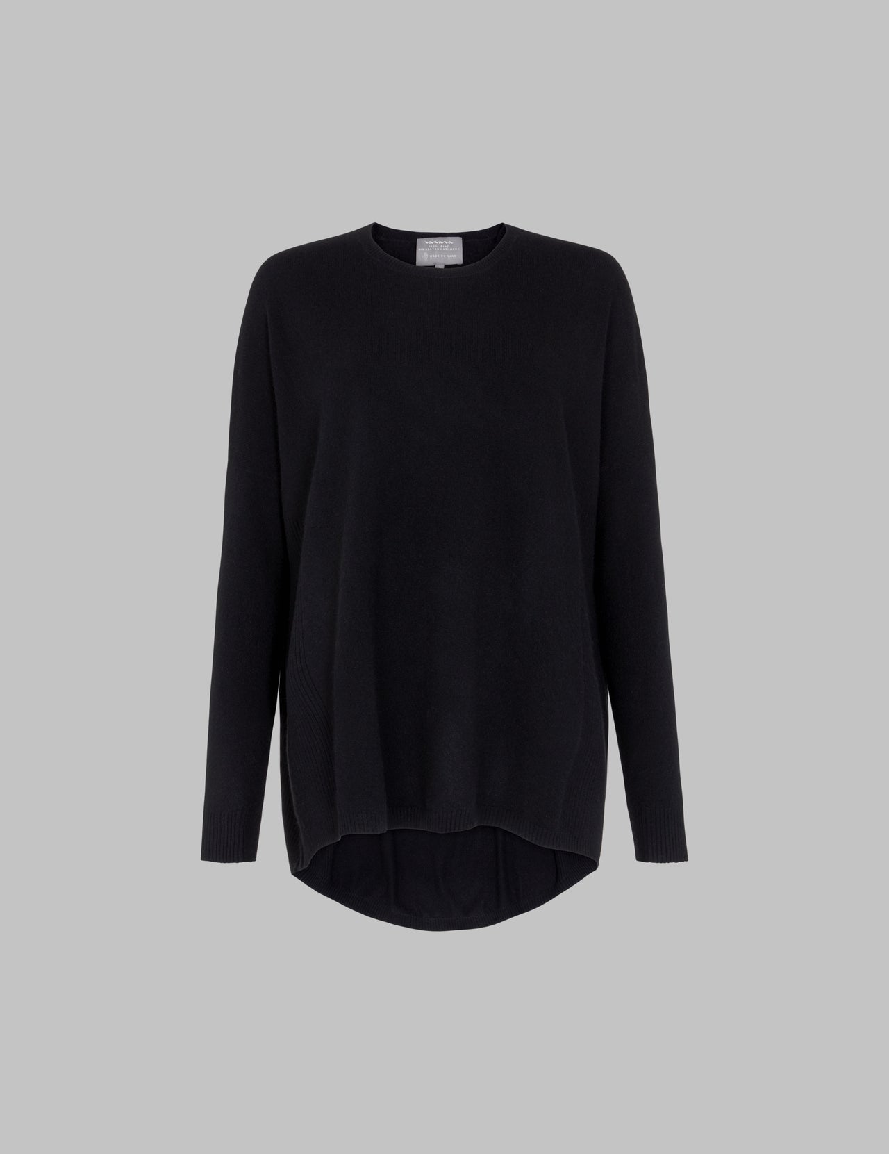  Black Oversized Cashmere Crew Neck Sweater | Varana 