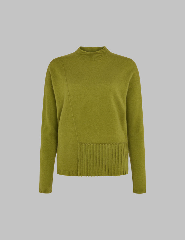Bamboo Green Cashmere Sweater With Pleats