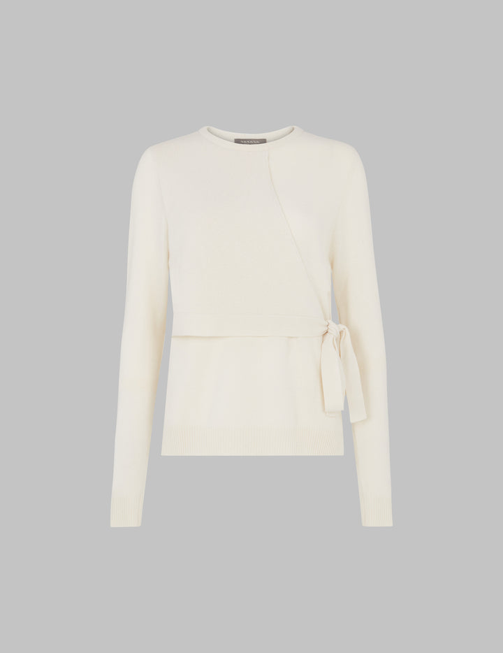 Chalk Front Wrap Cashmere Sweater