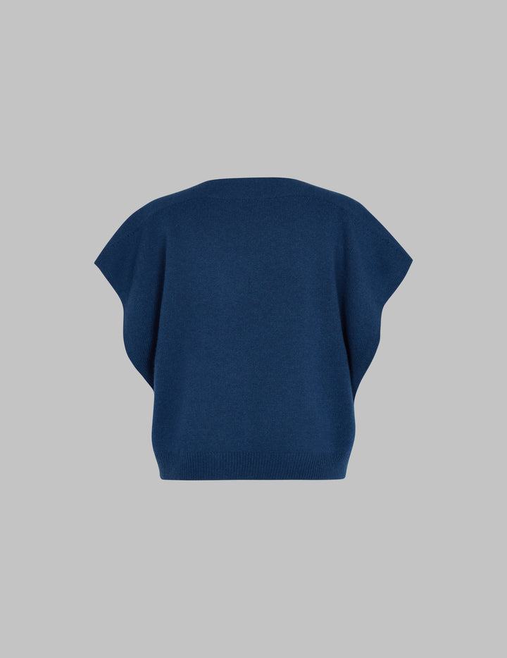 Prussian Blue Cashmere Boat Neck Top