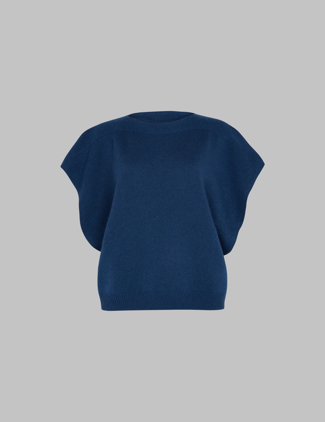  Prussian Blue Cashmere Boat Neck Top  