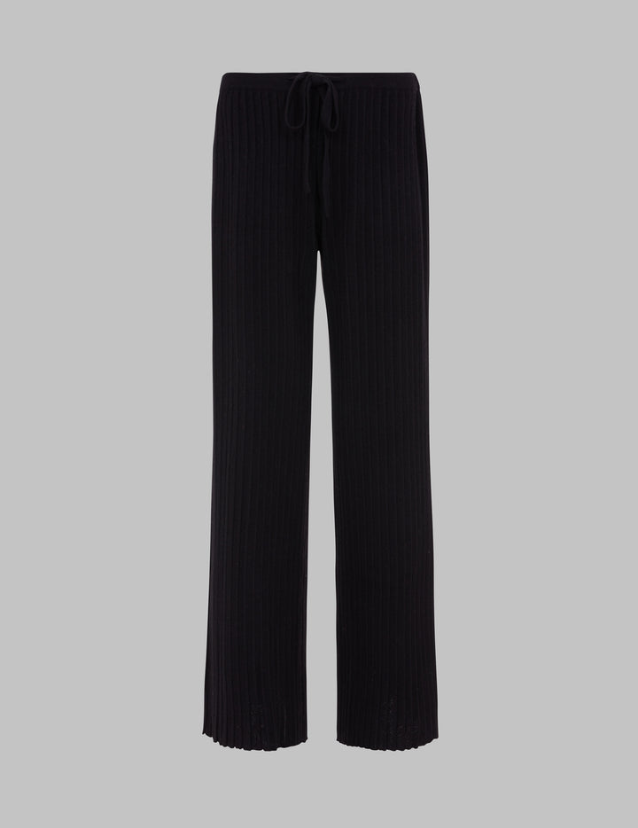 Black Pleated Cashmere Trousers